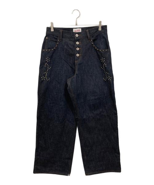 BADWAY（バッドウェイ）BADWAY (バッドウェイ) クラシックスタッズデニムパンツ インディゴ サイズ:Lの古着・服飾アイテム