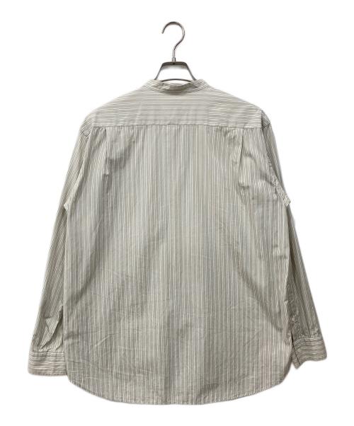 Gymphlex（ジムフレックス）Gymphlex (ジムフレックス) ストライプ バンドカラーシャツ グレー×ホワイト サイズ:Mの古着・服飾アイテム
