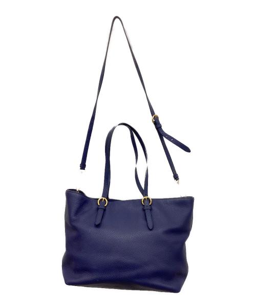 MIU MIU（ミュウミュウ）MIU MIU (ミュウミュウ) レザートートバッグ ネイビーの古着・服飾アイテム