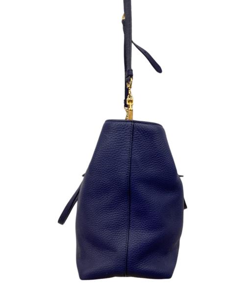 MIU MIU（ミュウミュウ）MIU MIU (ミュウミュウ) レザートートバッグ ネイビーの古着・服飾アイテム