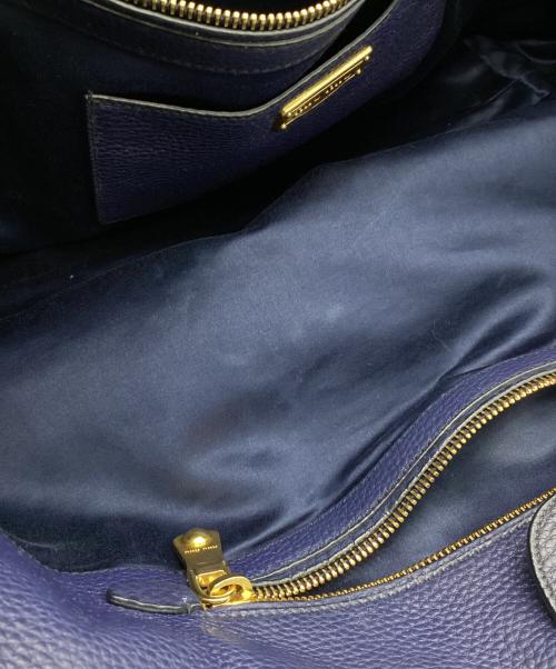 MIU MIU（ミュウミュウ）MIU MIU (ミュウミュウ) レザートートバッグ ネイビーの古着・服飾アイテム