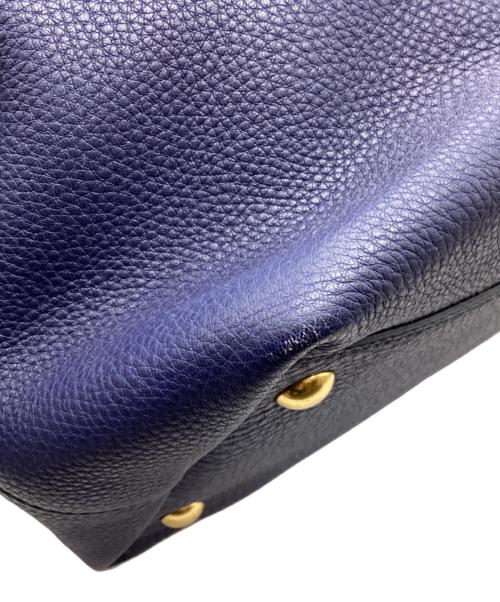 MIU MIU（ミュウミュウ）MIU MIU (ミュウミュウ) レザートートバッグ ネイビーの古着・服飾アイテム