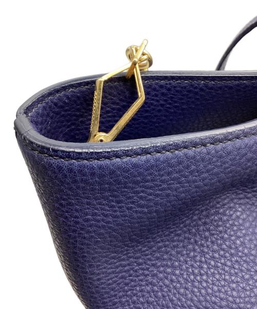 MIU MIU（ミュウミュウ）MIU MIU (ミュウミュウ) レザートートバッグ ネイビーの古着・服飾アイテム