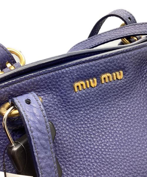 MIU MIU（ミュウミュウ）MIU MIU (ミュウミュウ) レザートートバッグ ネイビーの古着・服飾アイテム