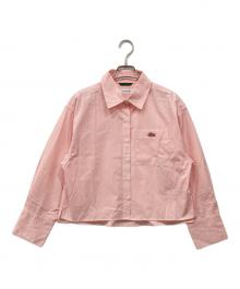 LACOSTE（ラコステ）の古着「ストライプクロップドシャツ」｜ピンク
