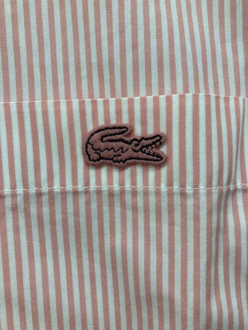 LACOSTE（ラコステ）LACOSTE (ラコステ) ストライプクロップドシャツ ピンク サイズ:34の古着・服飾アイテム