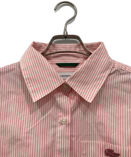LACOSTE（ラコステ）LACOSTE (ラコステ) ストライプクロップドシャツ ピンク サイズ:34の古着・服飾アイテム
