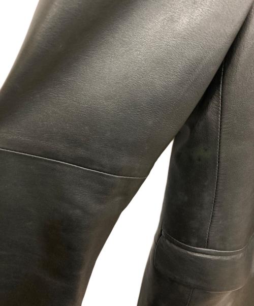 ISSEY MIYAKE WHITE LABEL（イッセイミヤケホワイトレーベル）ISSEY MIYAKE WHITE LABEL (イッセイミヤケホワイトレーベル) レザーテーラードジャケット ブラック サイズ:1の古着・服飾アイテム