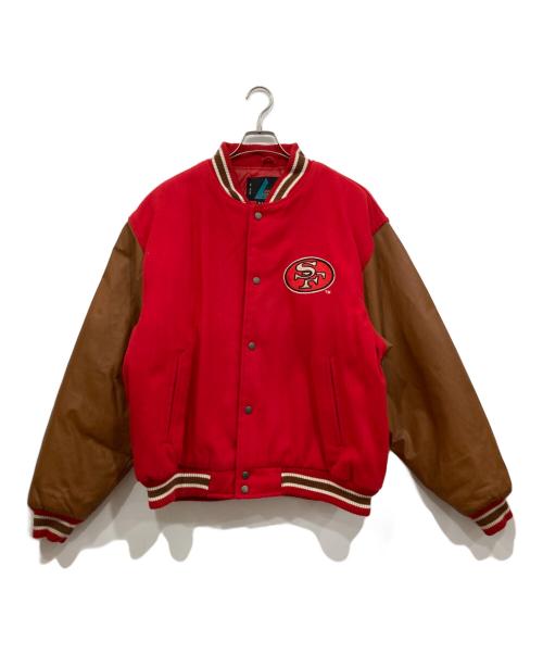LOGO ATHLETIC（ロゴアスレチック）LOGO ATHLETIC (ロゴアスレチック) 袖レザースタジャン レッド サイズ:XLの古着・服飾アイテム