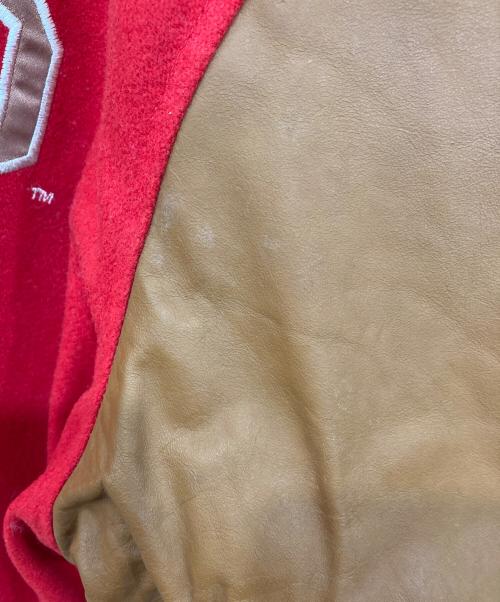 LOGO ATHLETIC（ロゴアスレチック）LOGO ATHLETIC (ロゴアスレチック) 袖レザースタジャン レッド サイズ:XLの古着・服飾アイテム