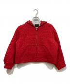 TOMORROW LANDトゥモローランド）の古着「ルミエファンシーツイード フーデッドブルゾン」｜レッド