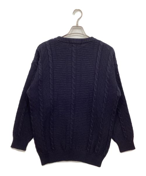 Burberry's（バーバリー）Burberry's (バーバリーズ) 刺繍 ホースロゴ ケーブルニット ネイビー サイズ:Mの古着・服飾アイテム
