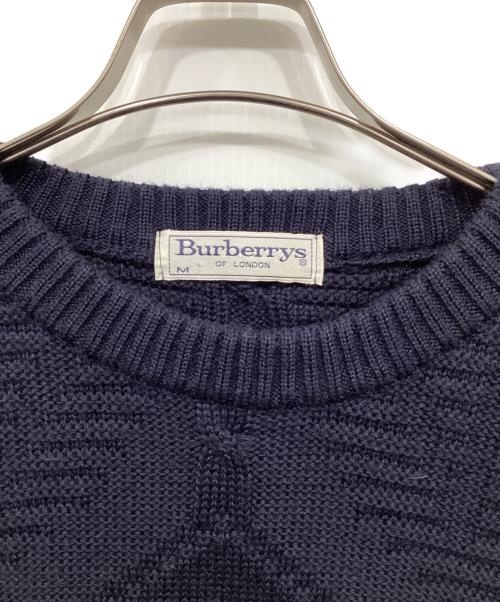 Burberry's（バーバリー）Burberry's (バーバリーズ) 刺繍 ホースロゴ ケーブルニット ネイビー サイズ:Mの古着・服飾アイテム