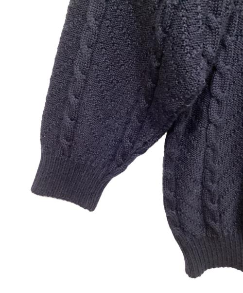 Burberry's（バーバリー）Burberry's (バーバリーズ) 刺繍 ホースロゴ ケーブルニット ネイビー サイズ:Mの古着・服飾アイテム