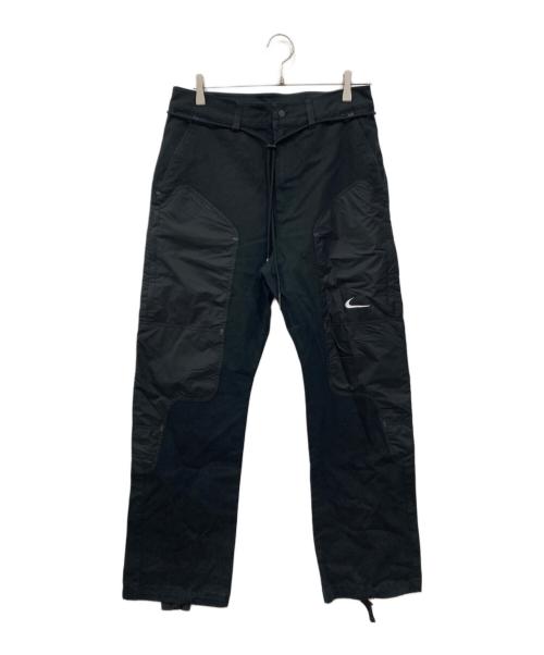 NIKE（ナイキ）NIKE (ナイキ) OFFWHITE (オフホワイト) ナイロン切替コットンカーゴロングパンツ ブラック サイズ:SIZE Sの古着・服飾アイテム