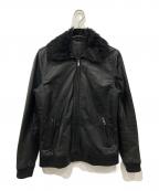 pretty greenプリティーグリーン）の古着「襟ファーレザージャケット」｜ブラック