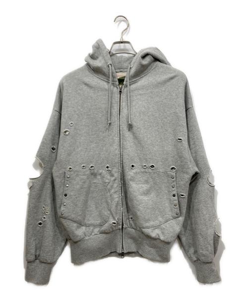 Ballsy.Brothers（ボールジーブラザーズ）BALLSY.BROTHERS (ボールジーブラザーズ) Boxing pocket short length zip hoodie / ボクシングポケットショートレングスジップフーディー グレー サイズ:Lの古着・服飾アイテム