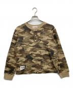 BADWAYバッドウェイ）の古着「Flower studs henry thermal / フラワースタッズヘンリーサーマル」｜カーキ×ベージュ