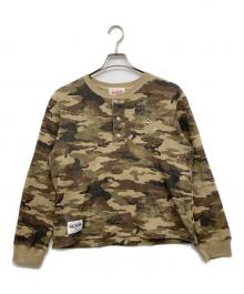BADWAY（バッドウェイ）の古着「Flower studs henry thermal / フラワースタッズヘンリーサーマル」｜カーキ×ベージュ