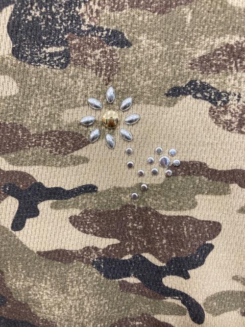 BADWAY（バッドウェイ）BADWAY (バッドウェイ) Flower studs henry thermal / フラワースタッズヘンリーサーマル カーキ×ベージュ サイズ:Lの古着・服飾アイテム