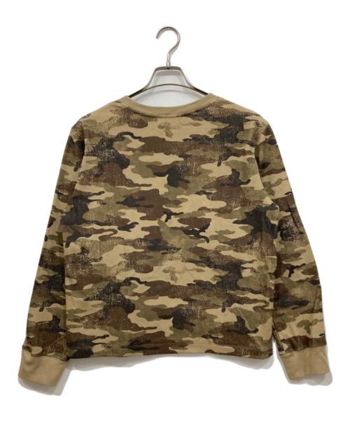 BADWAY（バッドウェイ）BADWAY (バッドウェイ) Flower studs henry thermal / フラワースタッズヘンリーサーマル カーキ×ベージュ サイズ:Lの古着・服飾アイテム