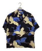SCHOTT BROS.×PINEAPPLE JUICEショット×パインアップル ジュース）の古着「レーヨンシャツ」｜ブラック×ブルー