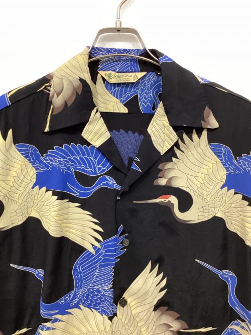 SCHOTT BROS.（ショット）SCHOTT BROS. (ショット) PINEAPPLE JUICE (パインアップル ジュース) レーヨンシャツ ブラック×ブルー サイズ:Mの古着・服飾アイテム