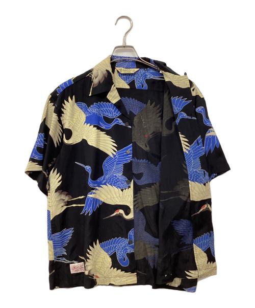 SCHOTT BROS.（ショット）SCHOTT BROS. (ショット) PINEAPPLE JUICE (パインアップル ジュース) レーヨンシャツ ブラック×ブルー サイズ:Mの古着・服飾アイテム