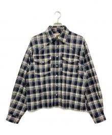 ballsy brothers（ボールジィ ブラザーズ）の古着「Western linestone Box Shirt / ウエスタンライトストーンボックスシャツ」｜ネイビー×ホワイト