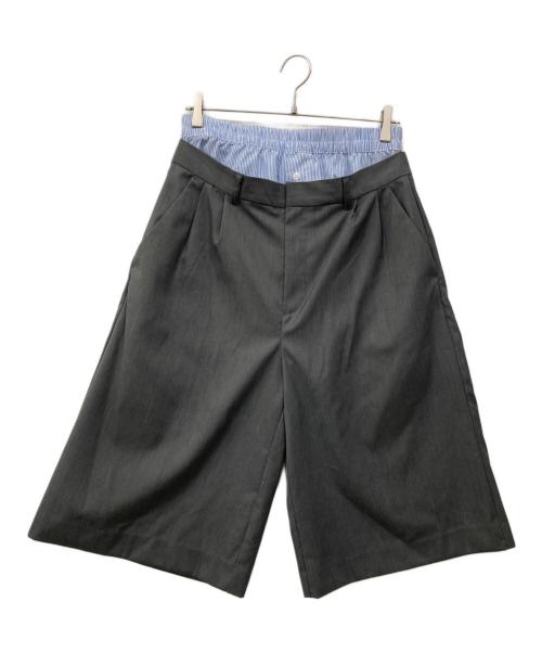 CAMPHOR WOOD（カンファーウッド）CAMPHOR WOOD (カンファーウッド) レイヤードトランクスワイドスラックスショーツ グレー サイズ:Mの古着・服飾アイテム