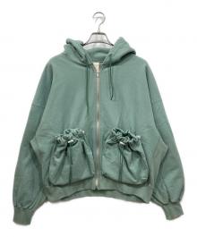 refomed（リフォメッド）の古着「“KINCHAKU“ ZIPUP HOODIE / 巾着ジップアップフーディー」｜ブルー