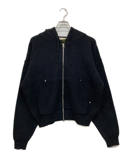 Ballsy.Brothers（ボールジーブラザーズ）BALLSY.BROTHERS (ボールジーブラザーズ) knit double zip hoodie / ニットダブルジップフーディー ブラック サイズ:Mの古着・服飾アイテム