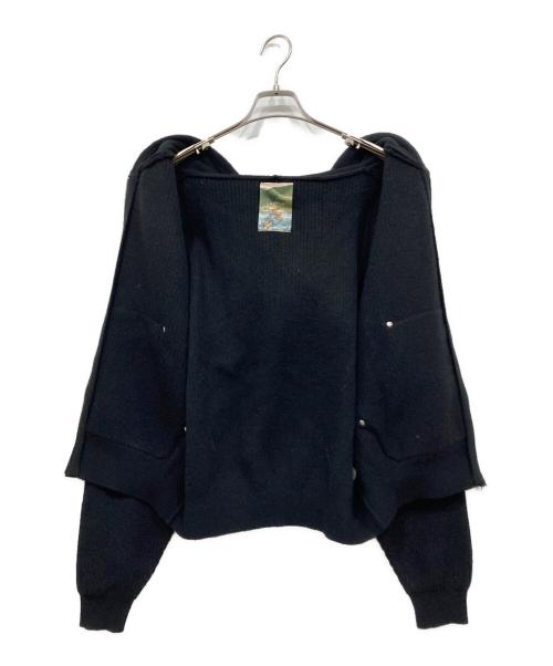 Ballsy.Brothers（ボールジーブラザーズ）BALLSY.BROTHERS (ボールジーブラザーズ) knit double zip hoodie / ニットダブルジップフーディー ブラック サイズ:Mの古着・服飾アイテム