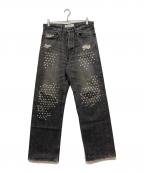 DAIRIKUダイリク）の古着「Straight Cross Embroidery Vintage Denim Pants / ストレートクロスエンブロイダリー ヴィンテージデニムパンツ」｜インディゴ