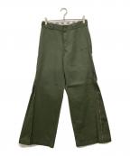 Dickies×HTHディッキーズ×エイチティーエイチ）の古着「Side zip wide pants / サイドジップワイドパンツ」｜カーキ