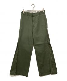Dickies×HTH（ディッキーズ×エイチティーエイチ）の古着「Side zip wide pants / サイドジップワイドパンツ」｜カーキ