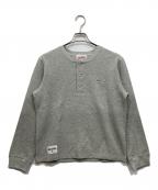 BADWAYバッドウェイ）の古着「Flower studs henry thermal / フラワースタッズ ヘンリーサーマルT」｜グレー