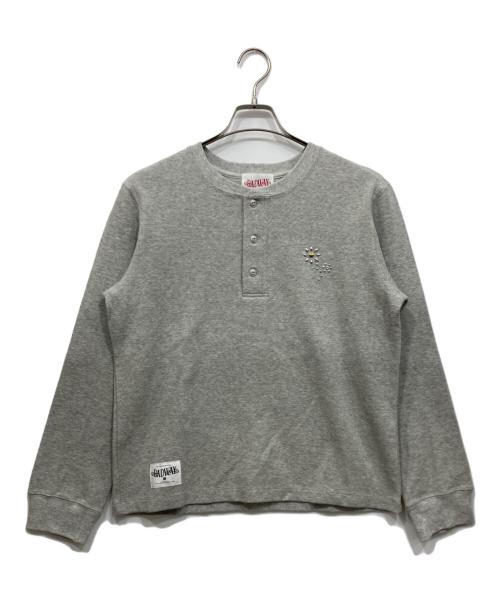 BADWAY（バッドウェイ）BADWAY (バッドウェイ) Flower studs henry thermal / フラワースタッズ ヘンリーサーマルT グレー サイズ:Lの古着・服飾アイテム