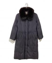 Aquascutum（アクアスキュータム）の古着「フォックスファーロングダウンコート」｜パープル