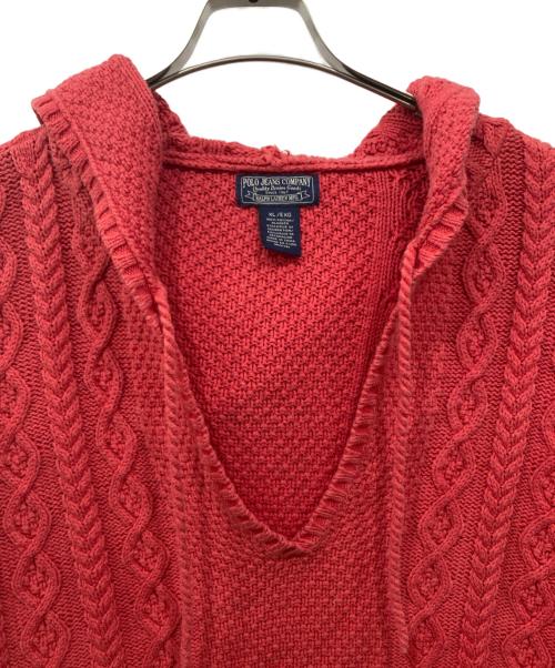 POLO JEANS CO.（ポロジーンズカンパニー）POLO JEANS CO. (ポロジーンズカンパニー) ケーブルニットパーカー レッド サイズ:XLの古着・服飾アイテム