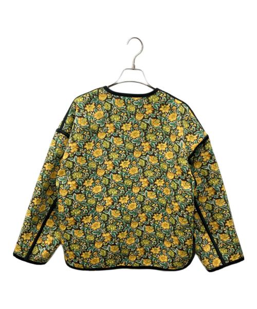 SOULEIADO（ソレイアード）SOULEIADO (ソレイアード) ポリエステルプリント ノーカラージャケット ブラウン×グリーン サイズ:36の古着・服飾アイテム