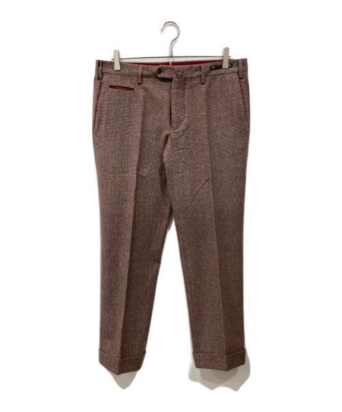 PT01（ピーティーゼロウーノ）PT01 (ピーティーゼロウーノ) ウールスラックス グレー×レッド サイズ:50の古着・服飾アイテム