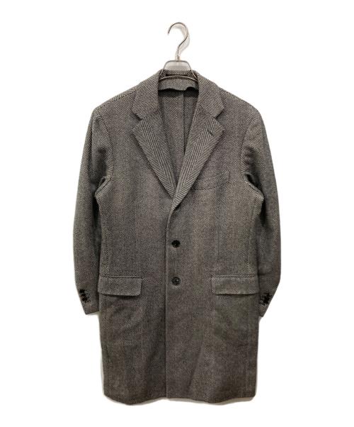 TOMORROW LAND（トゥモローランド）TOMORROW LAND (トゥモローランド) カシミヤ混チェスターコート ブラック×ホワイト サイズ:48の古着・服飾アイテム