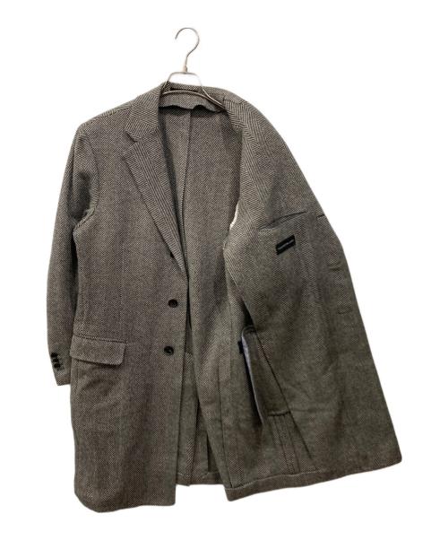 TOMORROW LAND（トゥモローランド）TOMORROW LAND (トゥモローランド) カシミヤ混チェスターコート ブラック×ホワイト サイズ:48の古着・服飾アイテム