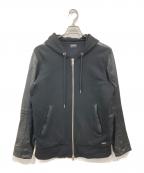 DIESELディーゼル）の古着「レザー切替ジップパーカー」｜ブラック
