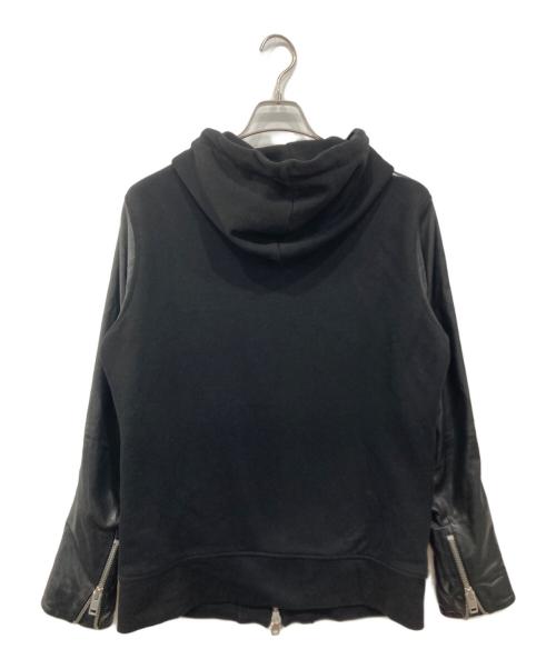 DIESEL（ディーゼル）DIESEL (ディーゼル) レザー切替ジップパーカー ブラック サイズ:Sの古着・服飾アイテム