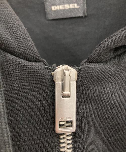 DIESEL（ディーゼル）DIESEL (ディーゼル) レザー切替ジップパーカー ブラック サイズ:Sの古着・服飾アイテム