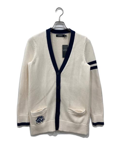 LAUREN RALPH LAUREN（ローレンラルフローレン）LAUREN RALPH LAUREN (ローレンラルフローレン) ニットカーディガン ホワイト サイズ:M 未使用品の古着・服飾アイテム