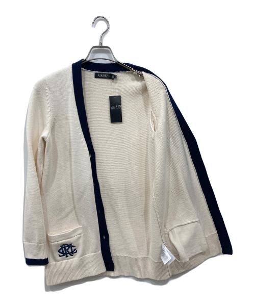 LAUREN RALPH LAUREN（ローレンラルフローレン）LAUREN RALPH LAUREN (ローレンラルフローレン) ニットカーディガン ホワイト サイズ:M 未使用品の古着・服飾アイテム