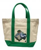 POLO RALPH LAURENポロ・ラルフローレン）の古着「キャンバス スモール Polo ベア トート」｜アイボリー×グリーン